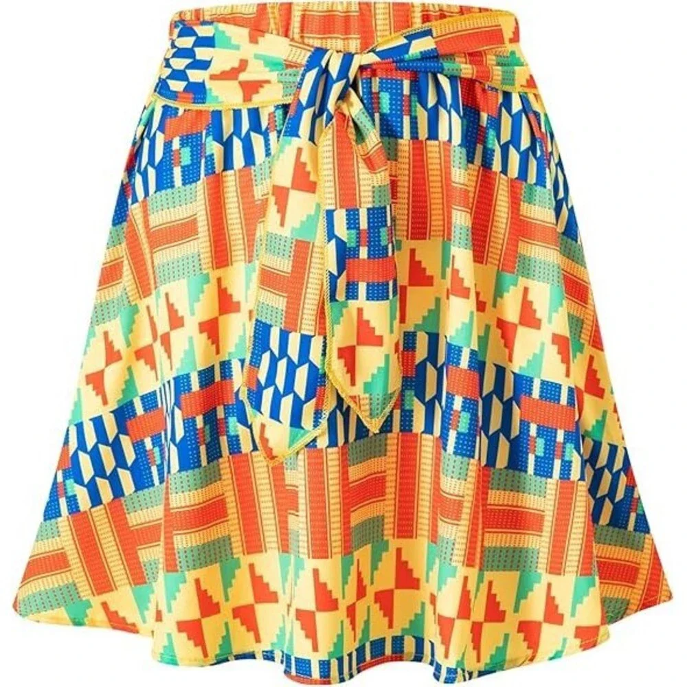 QIKUBI Girls African Dashiki Outfit, Bohemian Headband & Earrings, Yellow 10-11Y